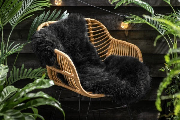 Lifa Living - Peau de mouton XL - Noir - 100% laine de mouton naturelle - approx. 100 x 70 cm