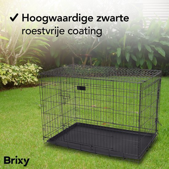 Brixy Dog Bench - Banc pour chiens - Taille L - Pliable - 91 x 58 x 65 CM - 2 Portes - Noir