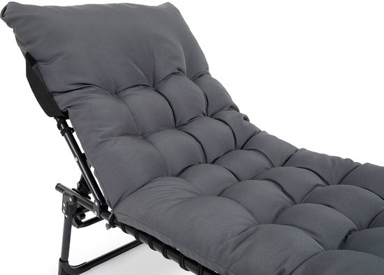 909 Chaise longue d'extérieur Premium avec coussin confortable - Dossier réglable - 189x59x30cm - Capacité de charge maximale : 110KG