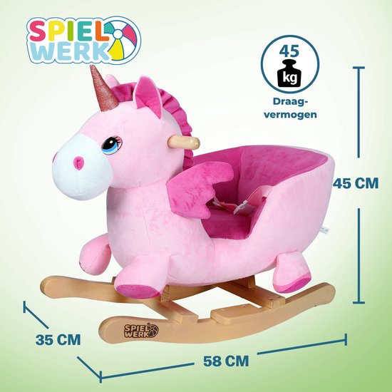 Spielwerk Rocking Chair Unicorn - Ceinture de sécurité à partir de 12m - Rose