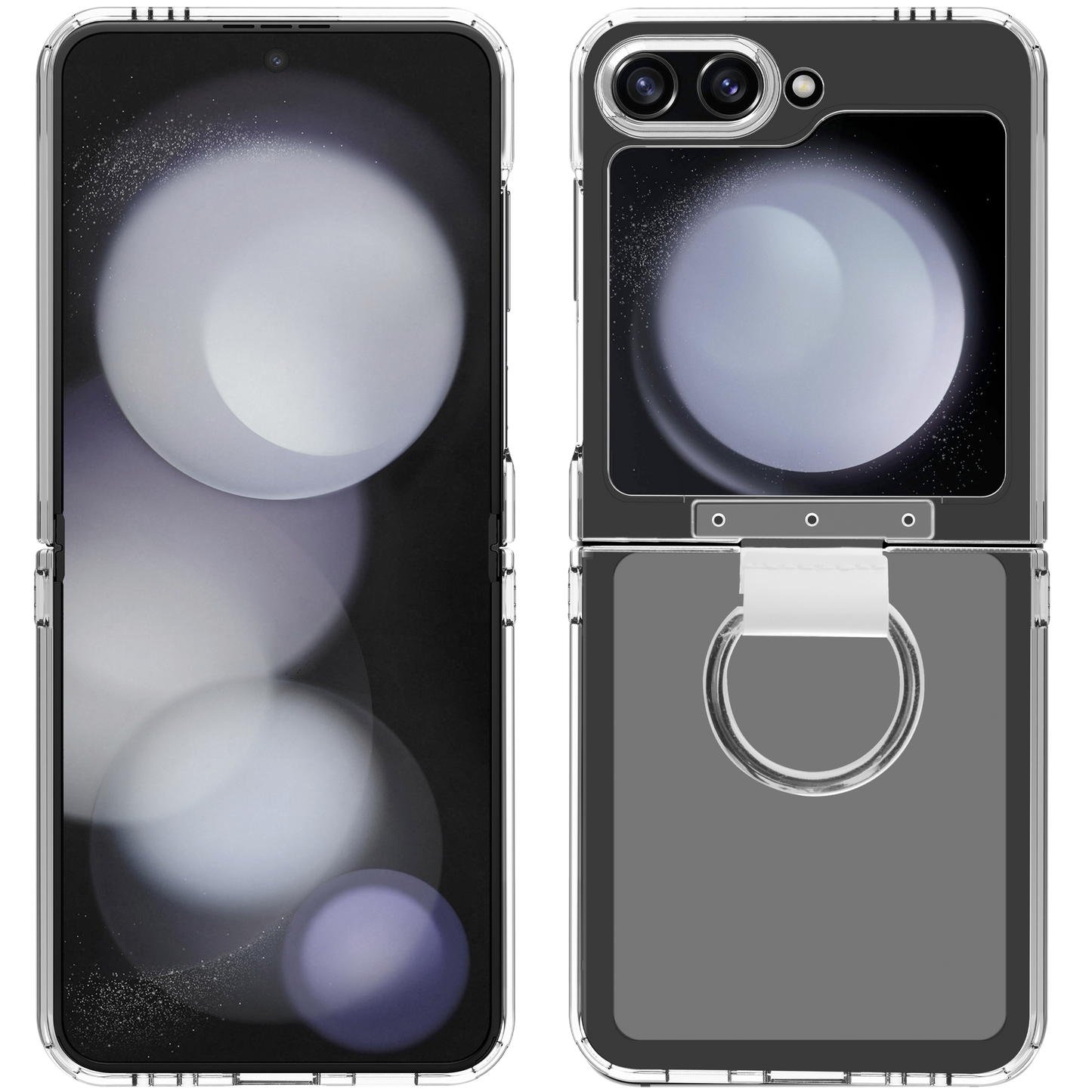 BeHello - Samsung Galaxy Z Flip6 And Flip7 FE Clear Case With Ring - Transparent - Avec porte-anneau intégré, cadre flexible et bords surélevés - Pour Samsung Galaxy - TPU transparent