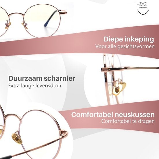 LC Eyewear Lunettes d'ordinateur - Lunettes à lumière bleue - Lunettes à lumière bleue - Lunettes d'affichage - Métal - Unisexe - Or rose