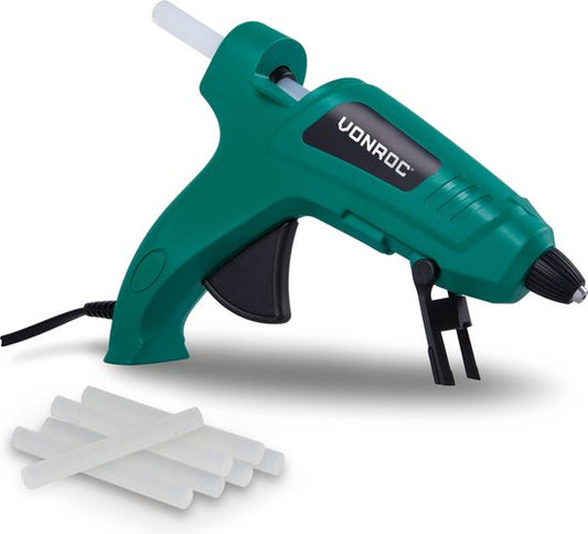 VONROC Pistolet à colle - 70W - Ø11,2MM - fonction anti-goutte - 8 bâtons de colle inclus