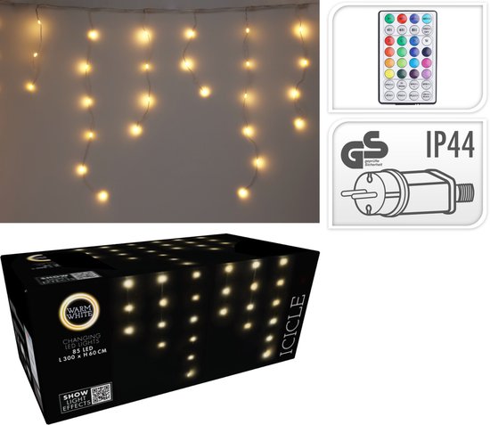 Guirlande lumineuse « IJspegel » 300 cm - Blanc chaud - Éclairage de Noël LED - Minuterie - Télécommande - Effets lumineux - Intérieur-Extérieur