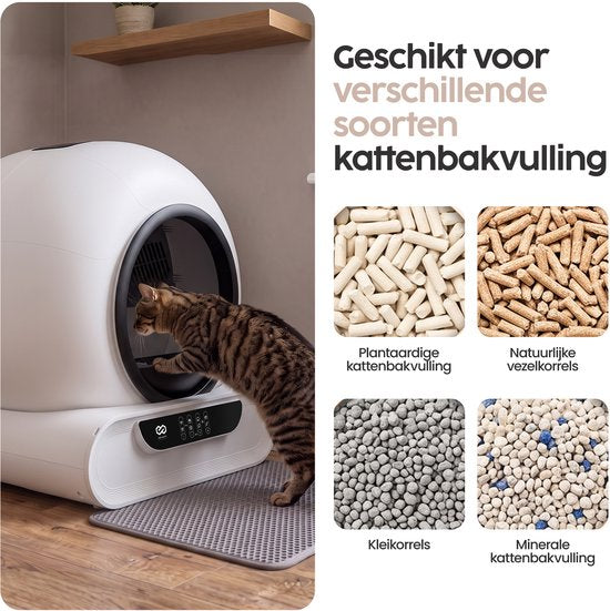 Bac à litière automatique Infinity Goods XXL - Bac à litière autonettoyant - Application incluse - 75 L - Avec tapis de bac à litière et 3 rouleaux de sachets de rangement