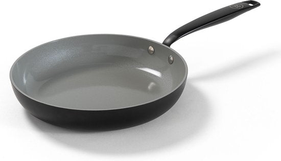 BE Living Essential Poêle à frire - Ø 24 cm - Céramique - Sans PFAS - Induction - Noir