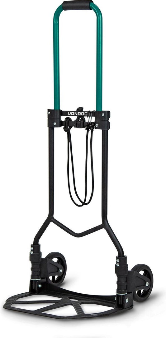VONROC Trolley - Pliable - Plate-forme de transport avec antidérapant - Capacité de charge max. 80kg. - Avec support à bagages