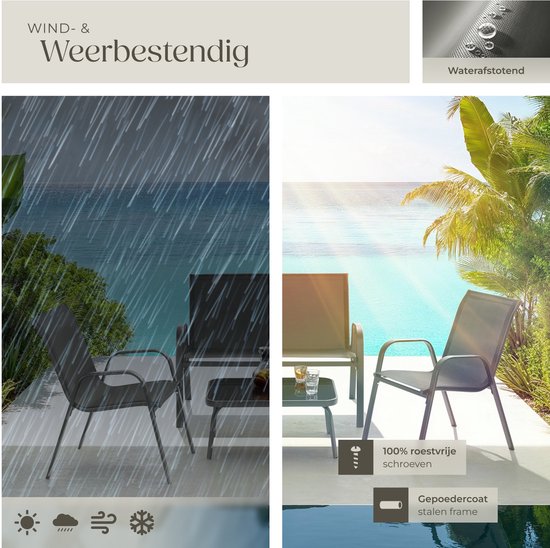 tectake® Garden Set Nora - Ensemble de sièges modernes pour 4 personnes - Ensemble de salon avec canapé de jardin et 2 chaises de jardin en tissu textile respirant et résistant à l'eau - Ensemble de balcon avec table d'appoint - Ensemble de mobilier de ja