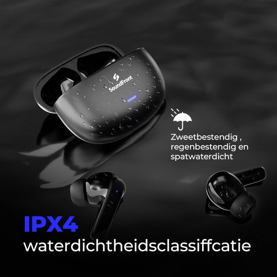 Soundfront Ultimate Wireless Earphones - Ecouteurs Bluetooth - 26dB Active Noise Cancelling - Ecouteurs sans fil - Convient aux Smartphones et aux ordinateurs portables - Noir