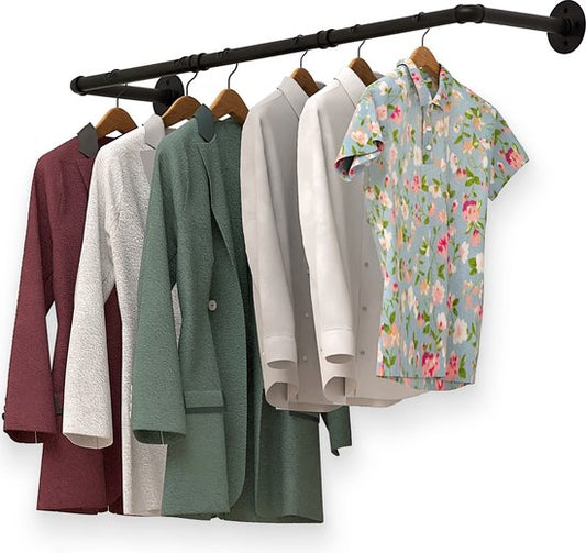 Noswo Wall Clothes Rack - Tringle à vêtements en acier de haute qualité - Tringle à vêtements - Tringle à penderie - 112 x 23.6 CM - Noir