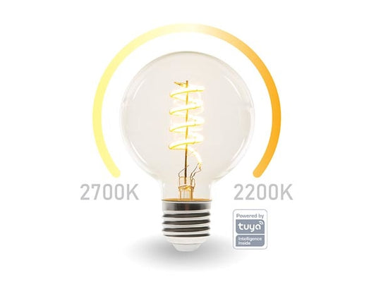 Ampoule LED Perel Smart Wifi - Blanc chaud & Blanc chaud intense - E27 - G95
