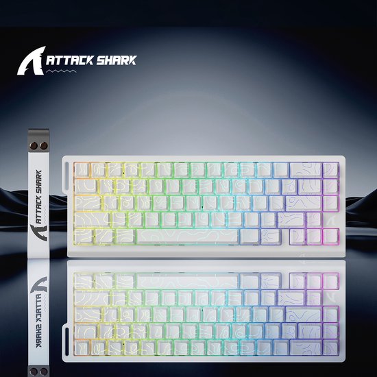 ATTACK SHARK X68HE - Clavier de jeu filaire à interrupteur magnétique - 66 touches - RGB - touches PBT imprimées en soie - corde décorative - 8Khz - 0.01mmRT - 0.125ms - Ligne de contour blanche