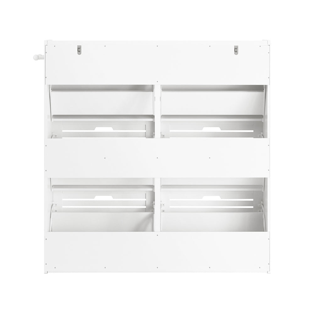 SoBuy FSR145-W Armoire à chaussures avec 6 volets, commode à chaussures avec 2 crochets, étagère à chaussures, boîte à chaussures, armoire d'entrée