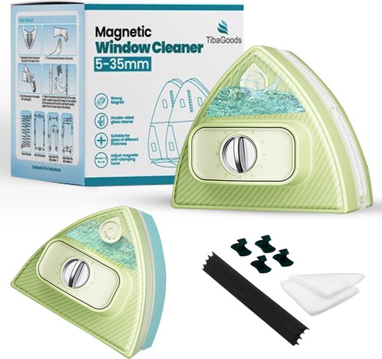 TibaGoods Essuie-vitre magnétique pour double vitrage - Nettoyeur de vitres - Essuie-vitre magnétique - 15-24mm d'épaisseur