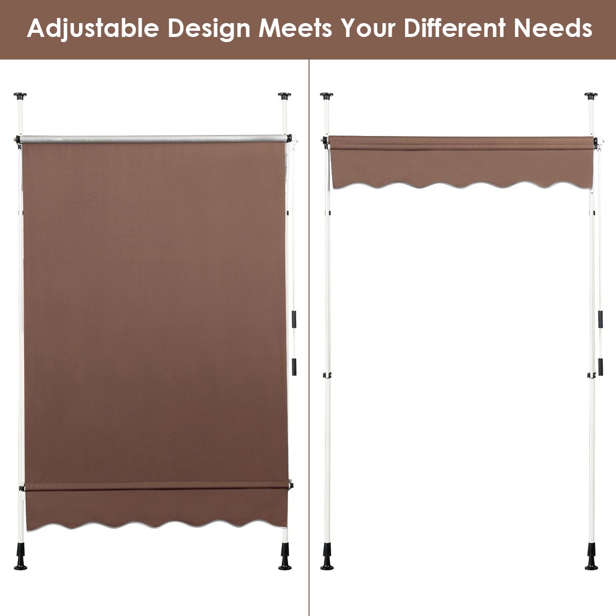Coast Klemmarkies 150 cm - Store extensible - Hauteur réglable - Résistant aux UV - Marron café