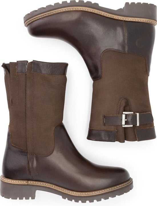 Travelin' Gyland Bottes en cuir pour dames - Bottes doublées de laine - Cuir marron foncé