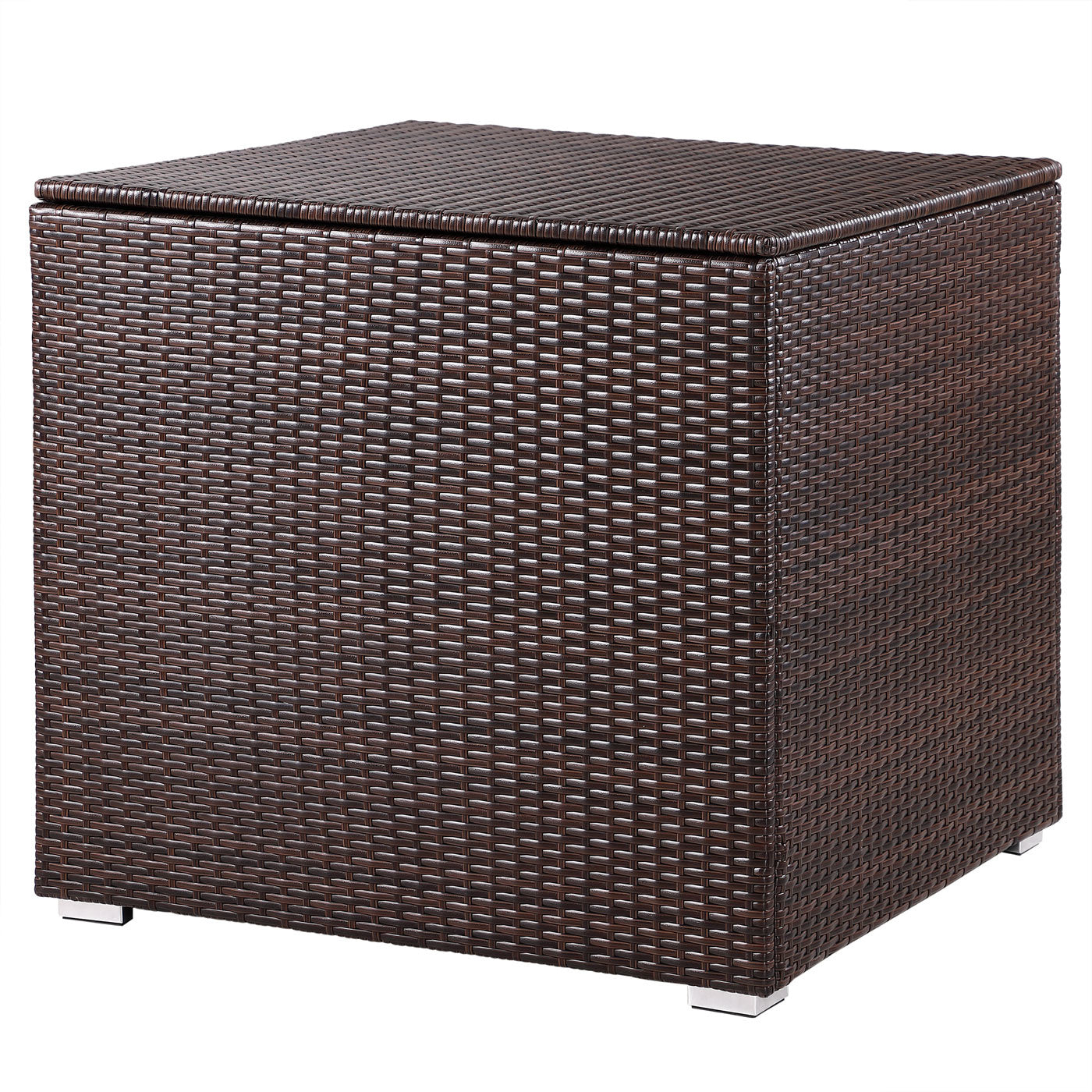 Boîte de rangement Casaria en polyrotin - marron - 75x75x70 cm - avec sac hydrofuge