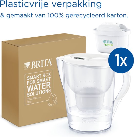 Carafe filtrante BRITA Marella XL - 3,5 L - Blanche - avec 1 cartouche filtrante MAXTRA PRO Pure Performance - Emballage durable