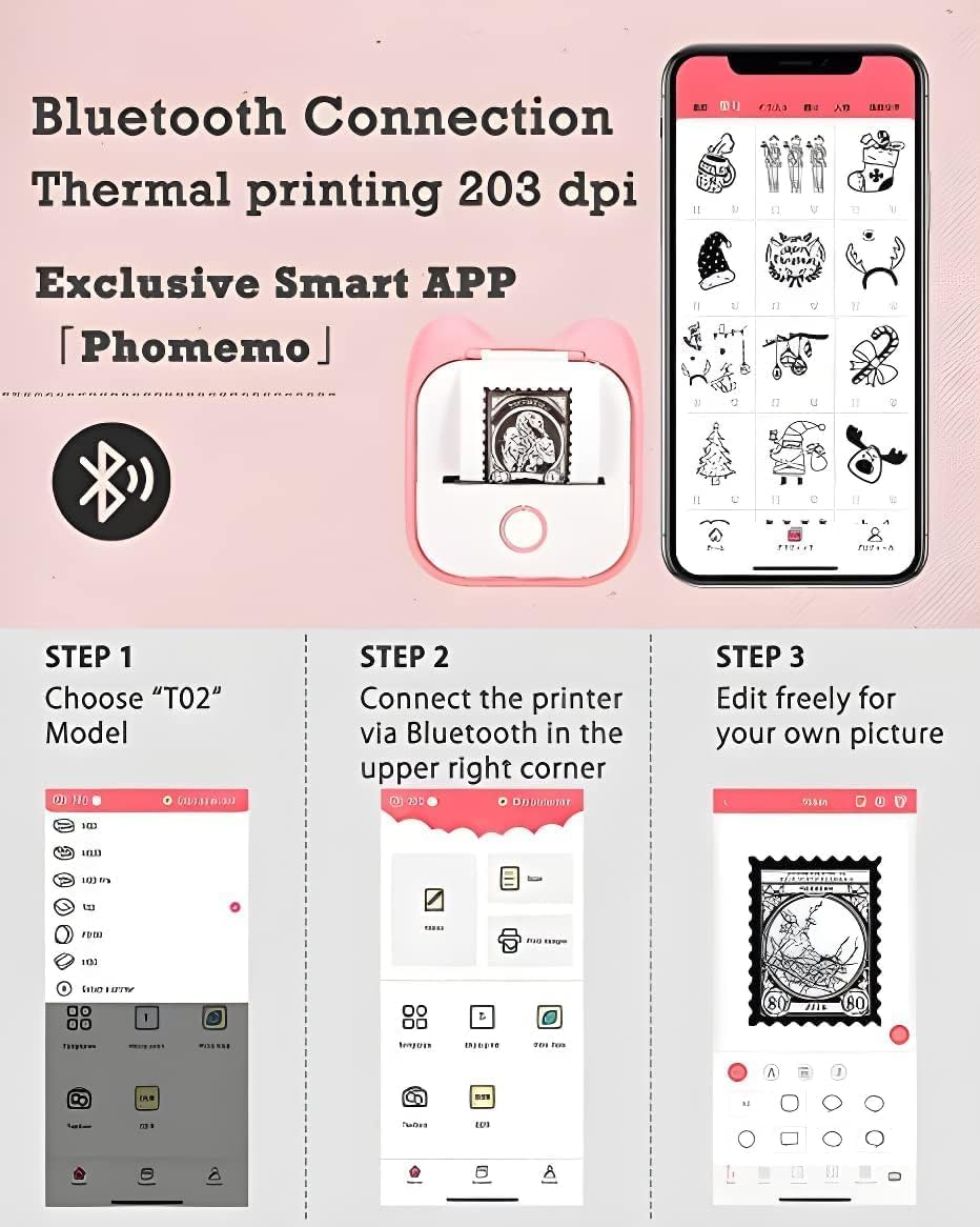 Imprimante de poche Gienslru Mini - Imprimante photo thermique Bluetooth portable - Sans encre - 3,8 x 8,6 x 8,9 cm - Verte
