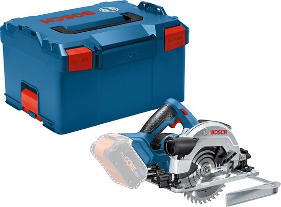 Bosch Professional GKS 18V-57 G - Batterie et chargeur non fournis, 1 lame Standard pour bois de 165 mm, adaptateur d'aspiration, clé Allen, guide parallèle