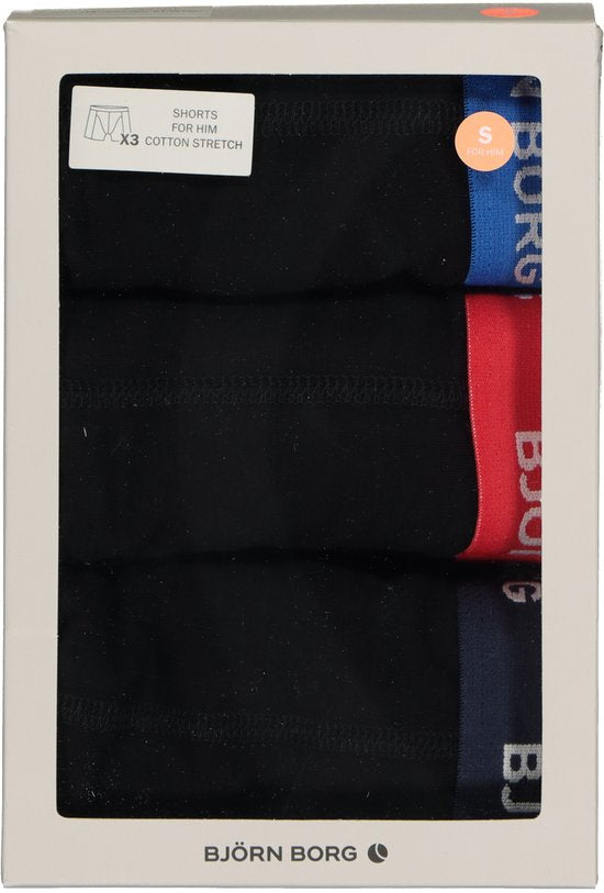 Björn Borg - Caleçon Hommes 3-Pack Boxers Contrast Solids - Noir - Taille XXL