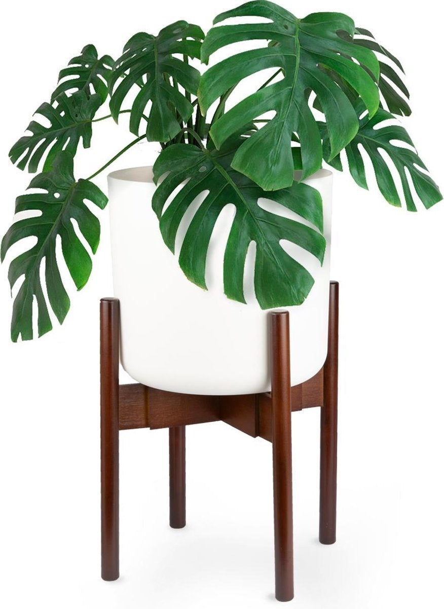 LifeGoods Support de plantes - Support de fleurs extensible - Table à plantes - 20 à 30 cm - Bambou foncé