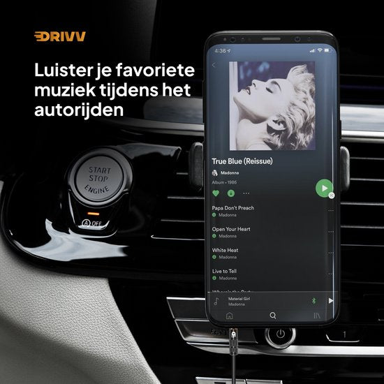 Drivv. AUX Cable 3.5 mm - Jack to Jack - 4-pole Audio Cable - Gold Plated - Male to Male - PVC - Black - 1.5 metres