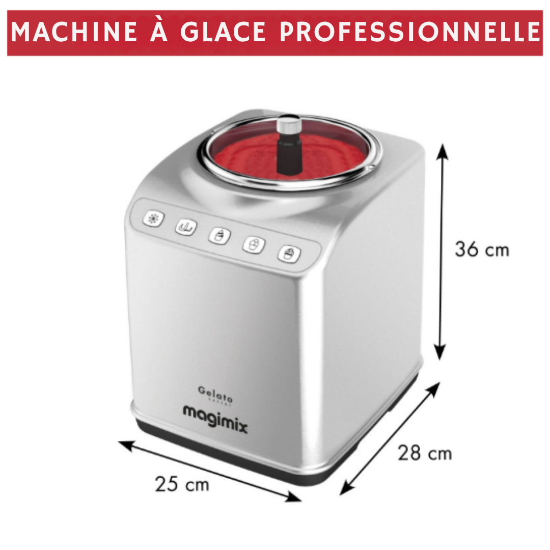 Magimix - Machine à glace auto-congelante - Sorbet/Glace/Grantité - 3 programmes automatiques - 2L - Argent