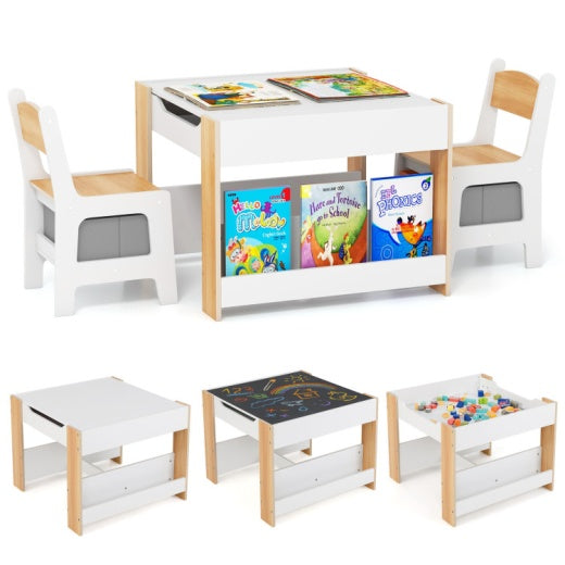 Ensemble table et chaises Coast - Blanc/Gris/Nature - 24x24x19 cm