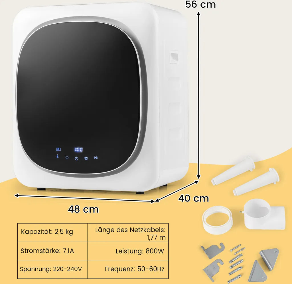 COSTWAY Mini sèche-linge 800 W, 5 kg Blanc