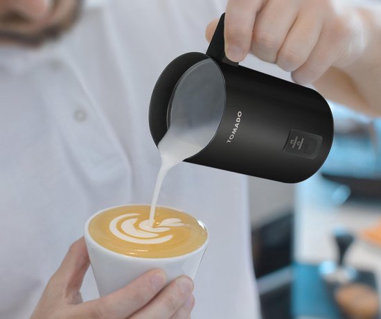 Tomado TMF1201B - Mousseur à lait électrique - Moussage à chaud et à froid - Chauffage - Préparation de cappuccino - Noir mat