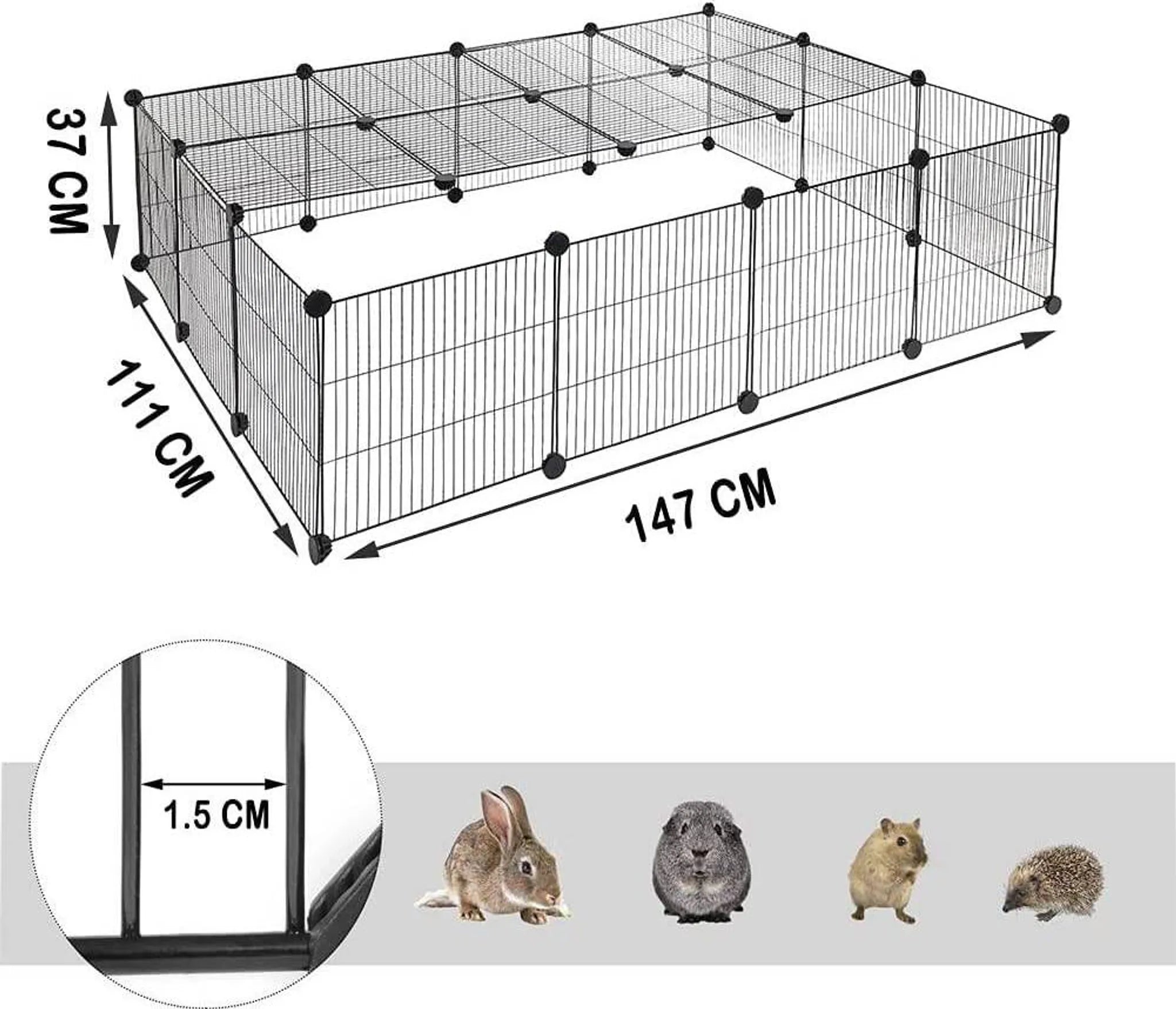 EUGAD Enclos d'extérieur pour chiots - kit à monter soi-même - noir - 147 x 111 x 37 cm