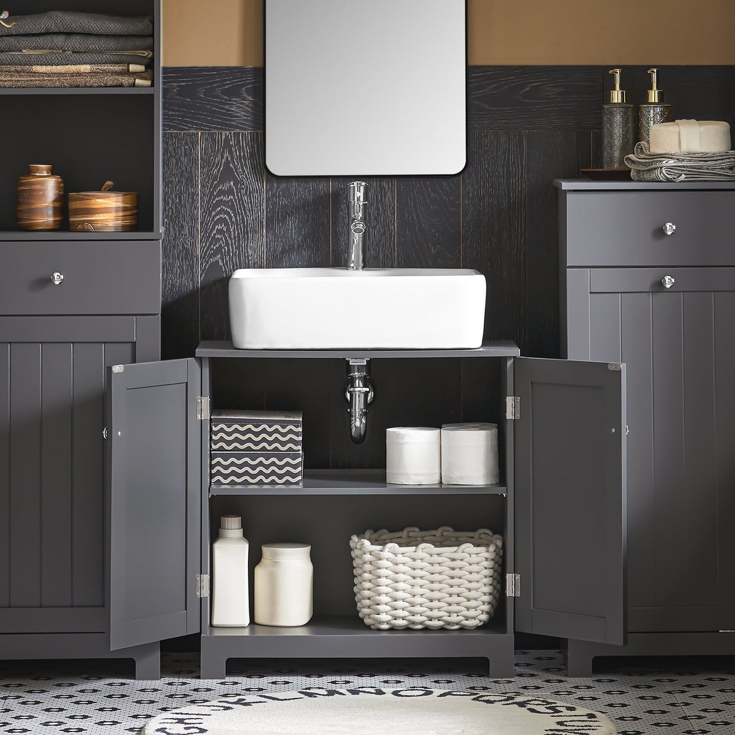 SoBuy Meuble de rangement à 2 niveaux - 60 X 29 X 60cm - gris