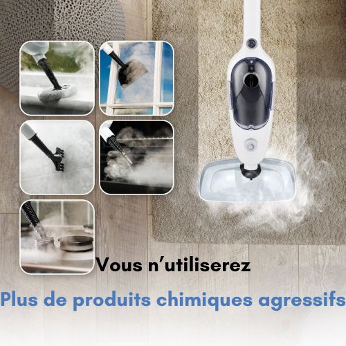 Balai Vapeur Multifonctions - URGOODS - Nettoyeur vapeur - Élimine 99.9% des Bactéries - Manche extensible