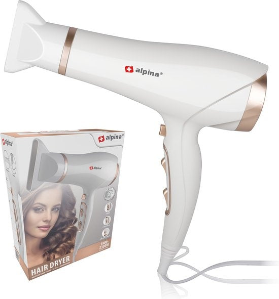 alpina Fohn - Sèche-cheveux - 2300W - Coolshot - Blanc/Rose