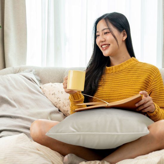 Auronic Heat Pillow - Velours - 45x60 - Sans fil - Rechargeable - Oreiller électrique - Infrarouge - Taupe