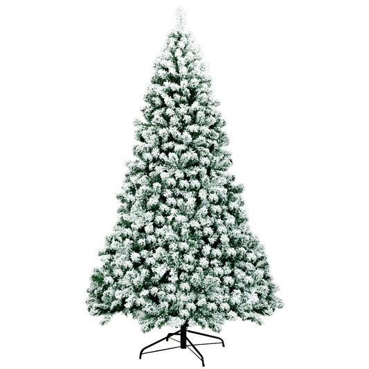 Coast 225 cm sapin de Noël enneigé illuminé avec support métallique pliant vert + blanc