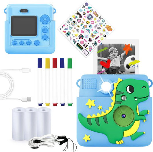 Denver Kids' Camera Full HD with Printer - Selfie Camera - 20MP - Digital Camera Kids - Photo - Video - Games - KPC1363 Blue