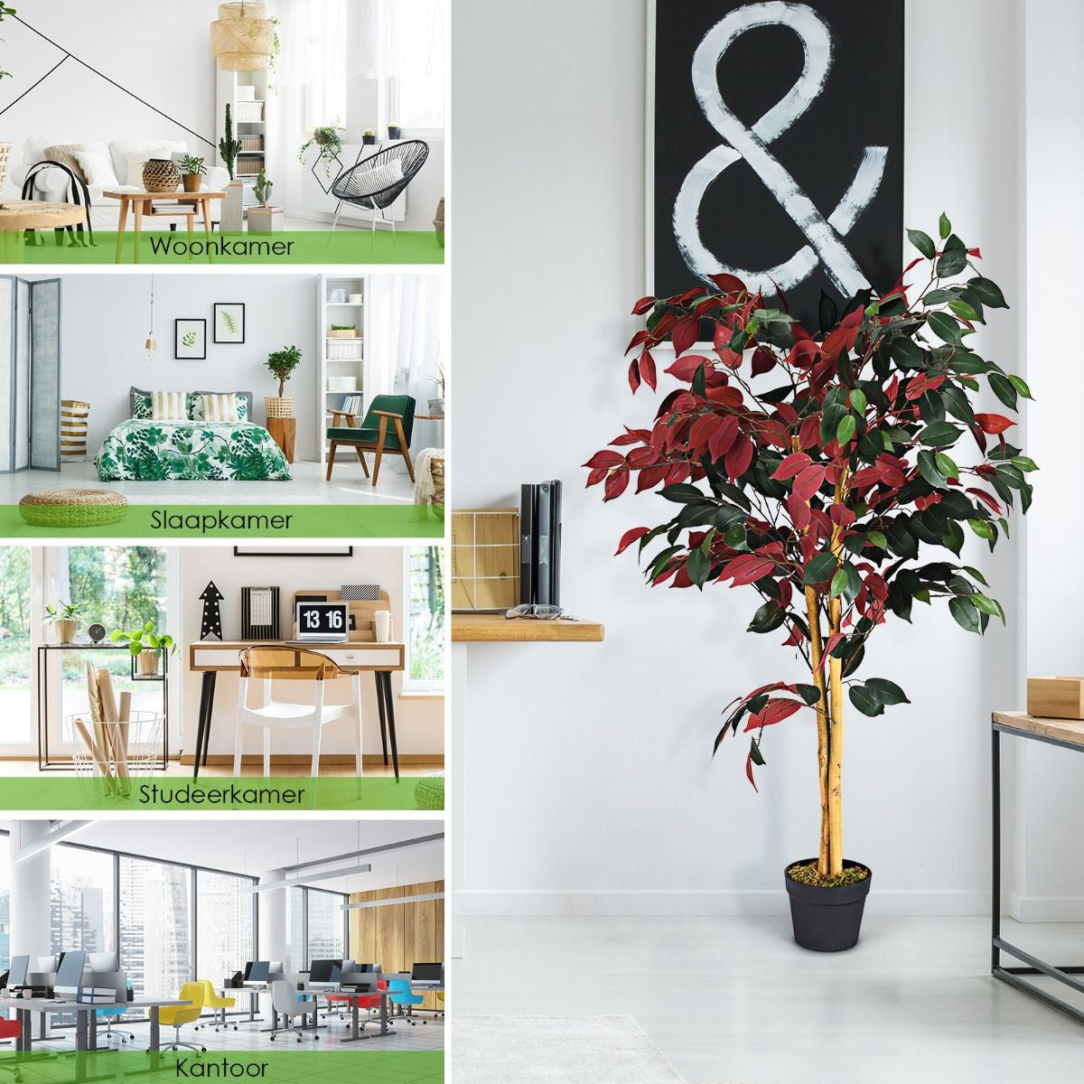 Côte 120 cm grand ficus vert dans le pot avec arbre artificiel plantes vertes réalistes