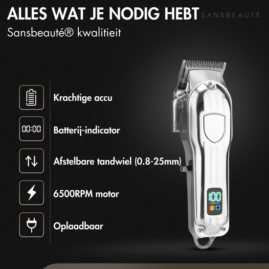 Tondeuse professionnelle sans fil - Tondeuse à cheveux pour hommes - Sansbeauté® - Cheveux Hair - Tondeuse à cheveux - Machine à cheveux pour coiffeurs - Tondeuse à cheveux - Tondeuse à barbe - Dispositif de coupe - Tondeuse à cheveux pour coiffeurs - Ton