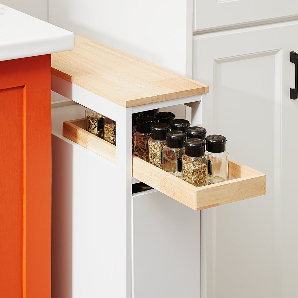 SoBuy NSR11-WN Etagère roulante étroite en bois 20x51x79 cm - Chariot de cuisine et de salle de bain pratique sur roulettes en blanc aspect bois naturel