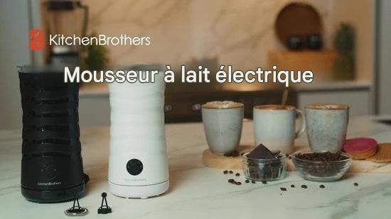 KitchenBrothers Mousseur à lait électrique - 4 en 1 - 240 ML - Mousseur à lait pratique - Anthracite