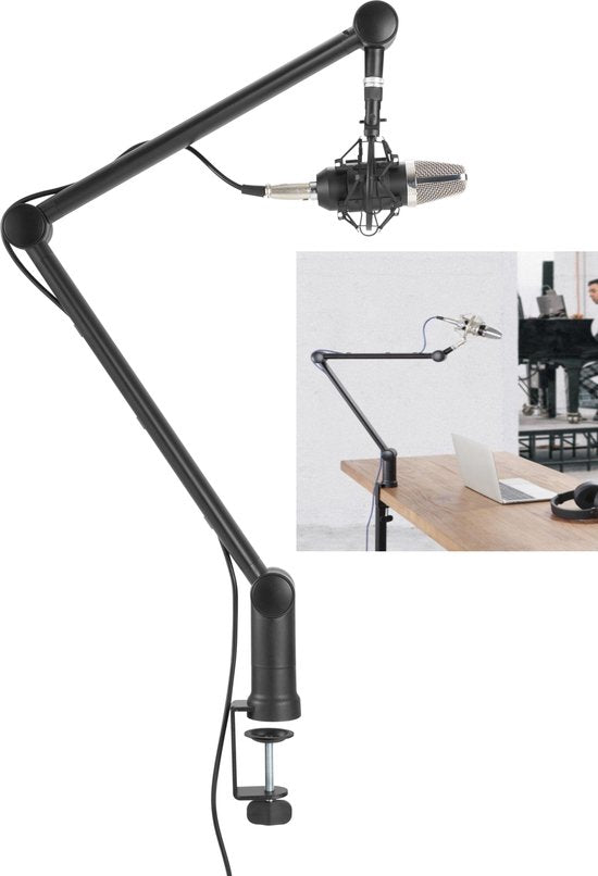 Bras de microphone professionnel réglable pour vlogging podcasting broadcasting gaming