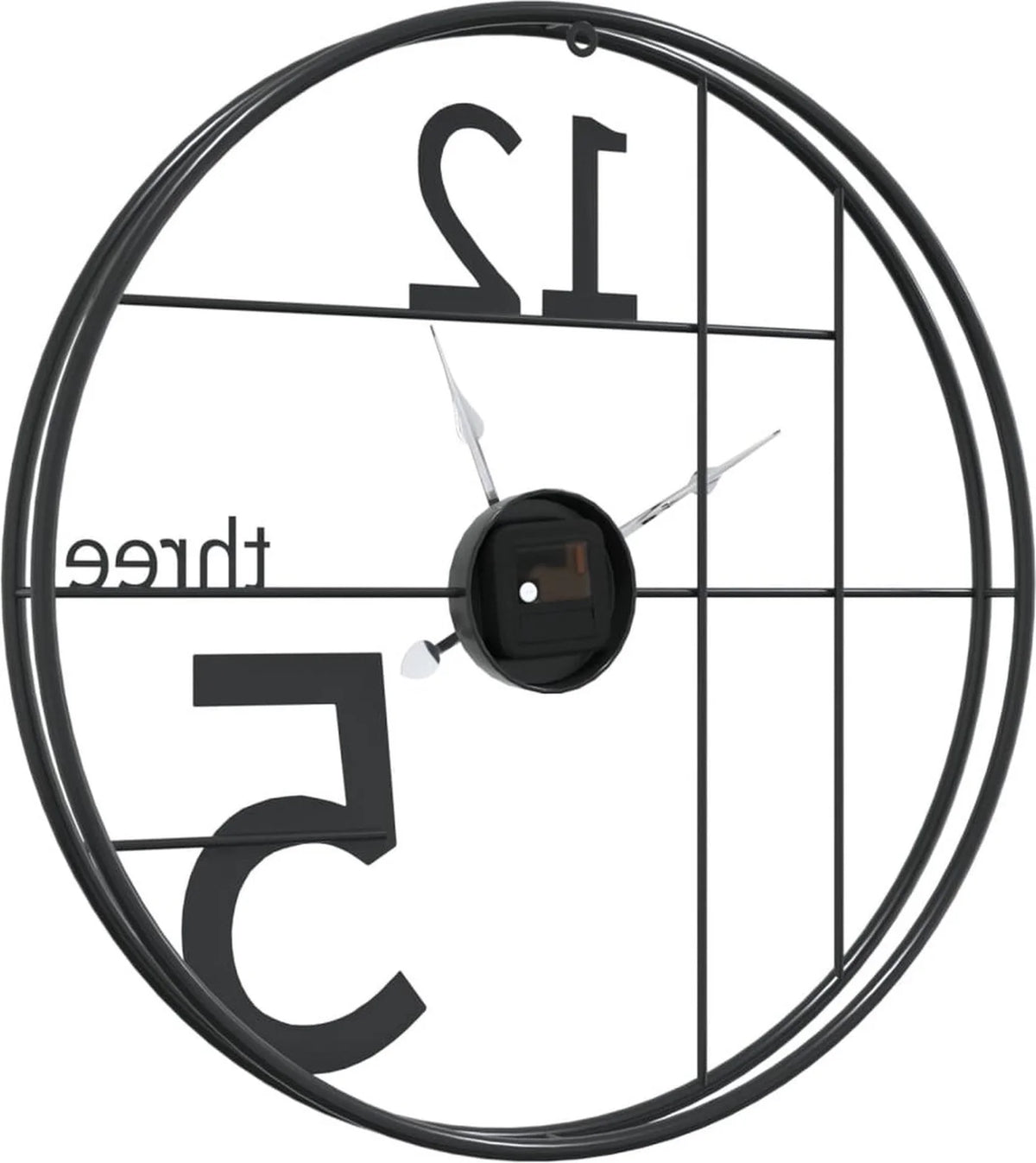 Horloge murale VidaXL Ø 50 cm - Mécanisme silencieux sans tic-tac - Cadran rustique avec motif de grain de bois - Noir fer