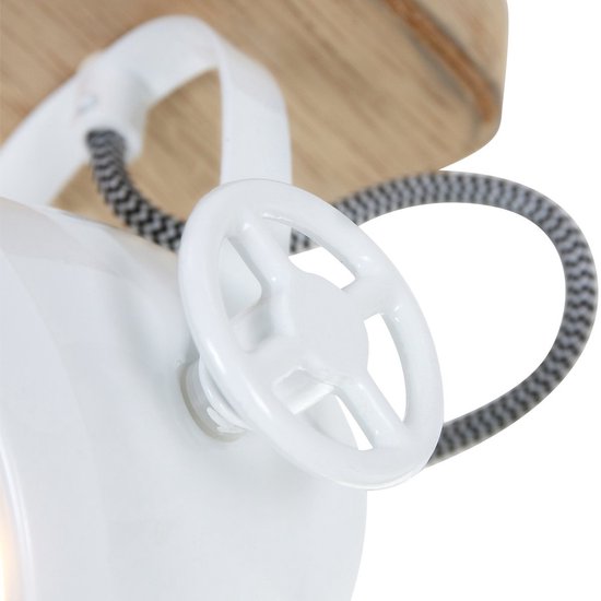 Spot de plafond Michelle Blanc - Orientable et inclinable - Bois et métal - Mexlite - 20 cm de hauteur, 11 cm de diamètre