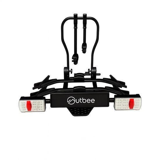Outbee Porte-vélos - Porte-vélos vélos électriques 2 - Porte-vélos barre d'attelage - Avec support de plaque d'immatriculation - Noir