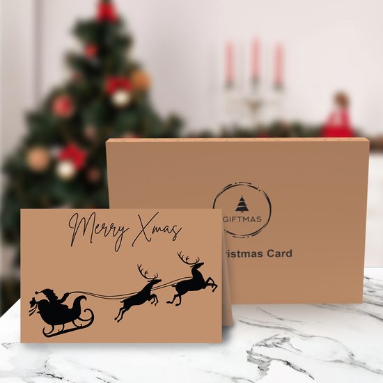 Giftmas - Cartes de Noël - Cartes de voeux - 36 pièces - Avec enveloppes et autocollants - 10x15cm - Marron