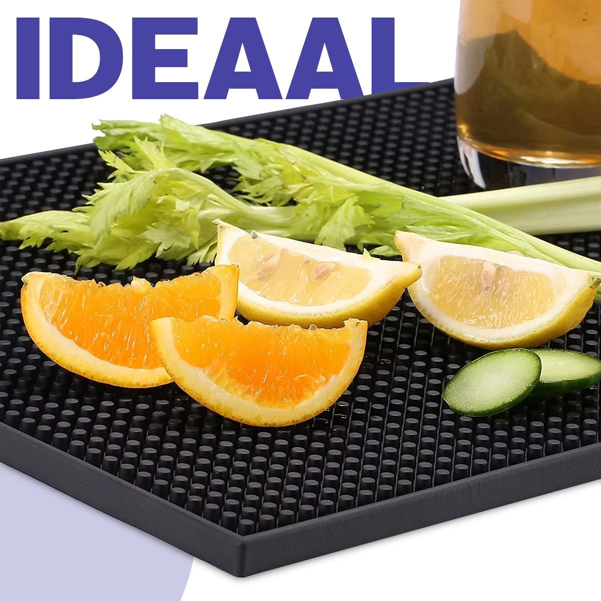 Aerend® Tapis anti-gouttes multifonctions - Tapis de bar - Tapis de vaisselle et de comptoir pour camping-car - Caoutchouc noir antidérapant - 30x45 CM