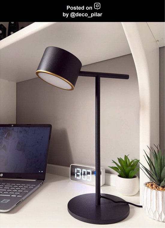 Lucide GIAN - Lampe de table - LED à intensité variable - 1x9 W 2700 K - Noir