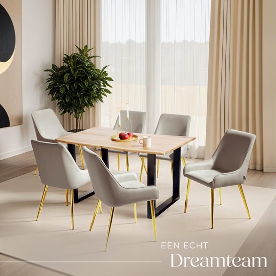 tectake® Chaise de salle à manger Avane - Aspect velours - Chaise ergonomique rembourrée avec pieds en acier doré - Capacité 120 kg - Chaise de salle à manger et de cuisine moderne - Lot de 2 - Taupe